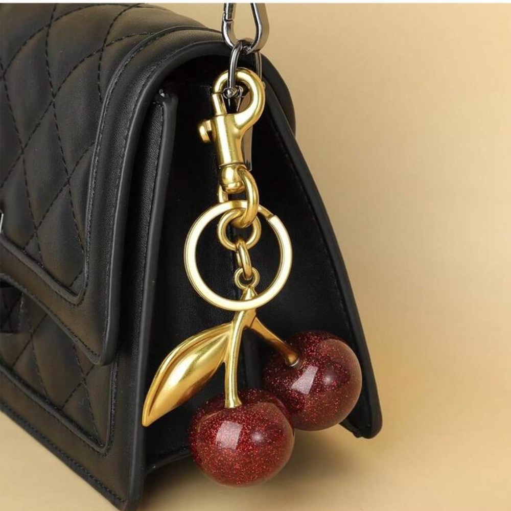 Cherry red bag charm - Picture 1 of 3